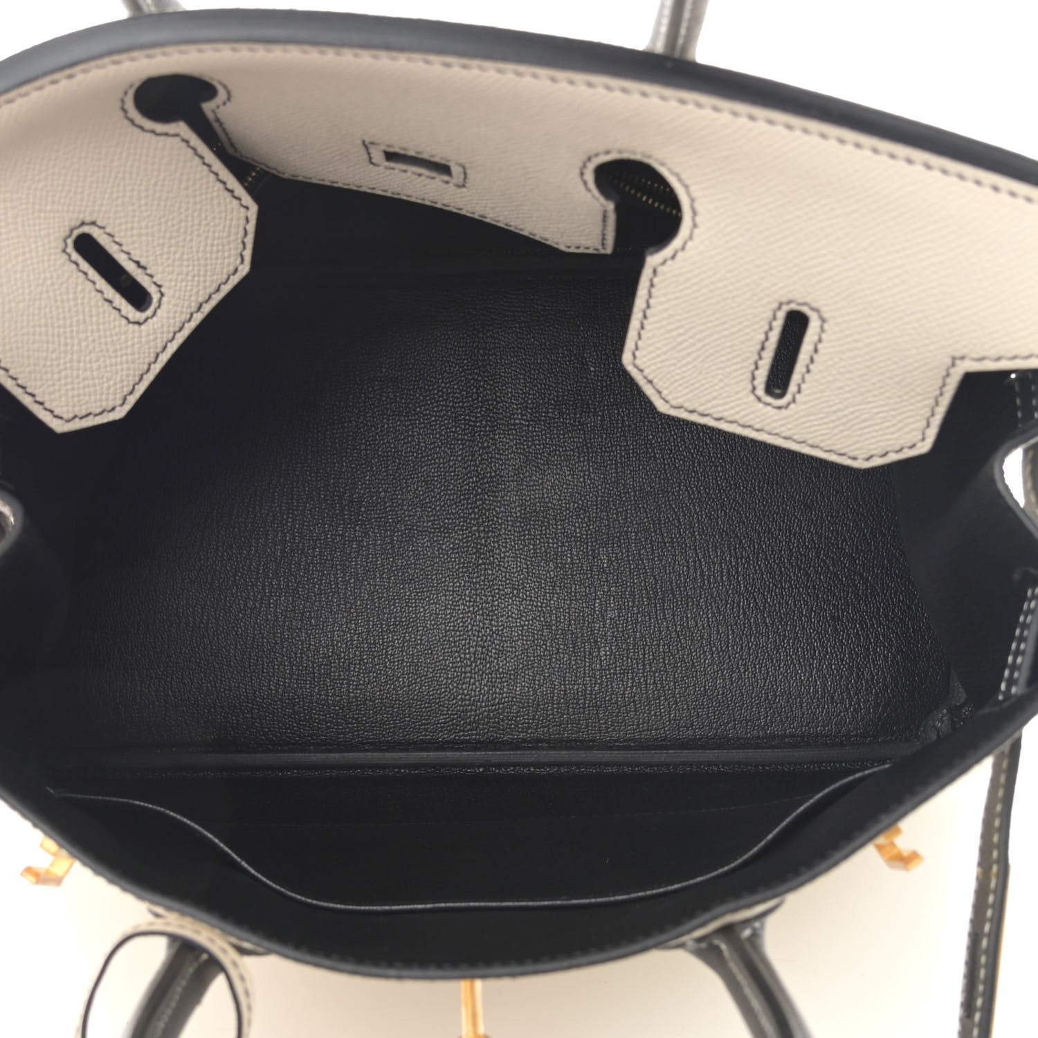 Hermes Epsom Horseshoe Bi Color Birkin 30 Craie Black 5 of 13