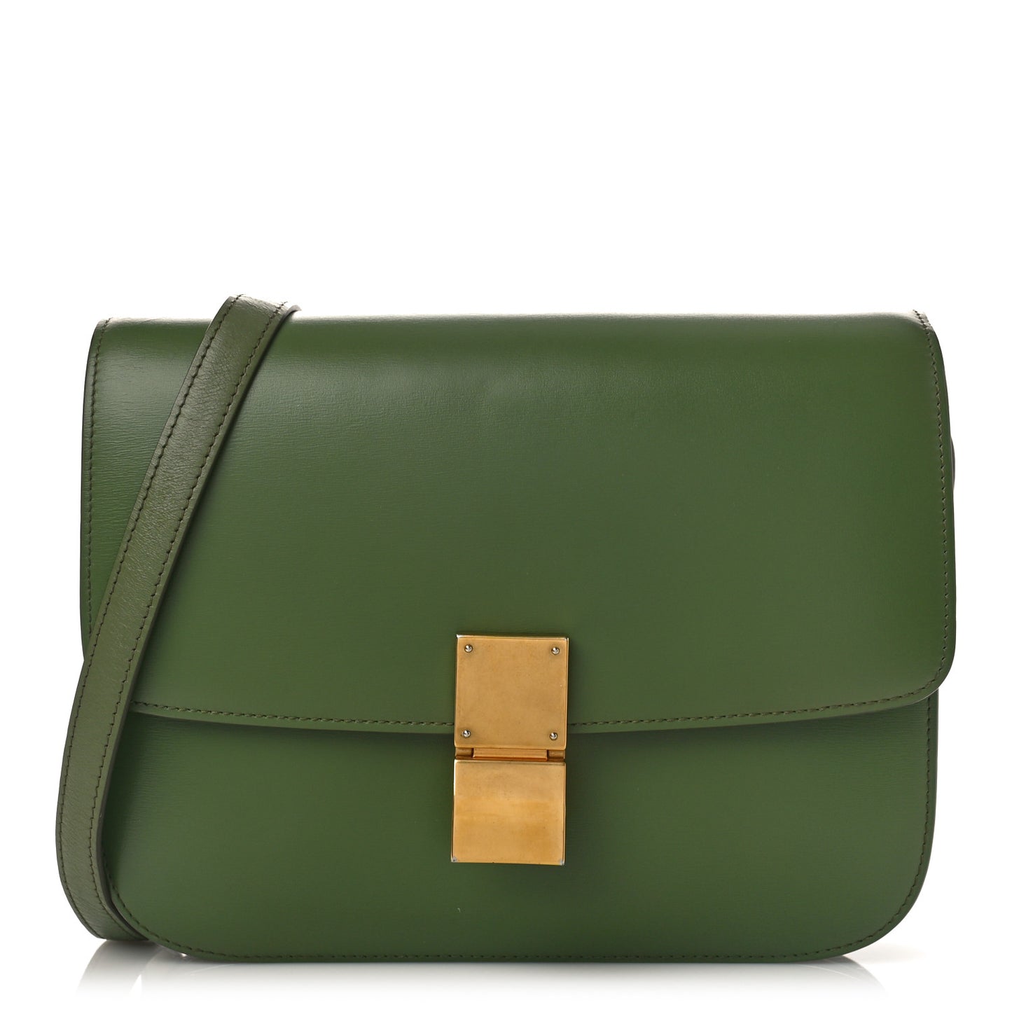 Box Calfskin Classic Box Medium Flap Bag Army Green