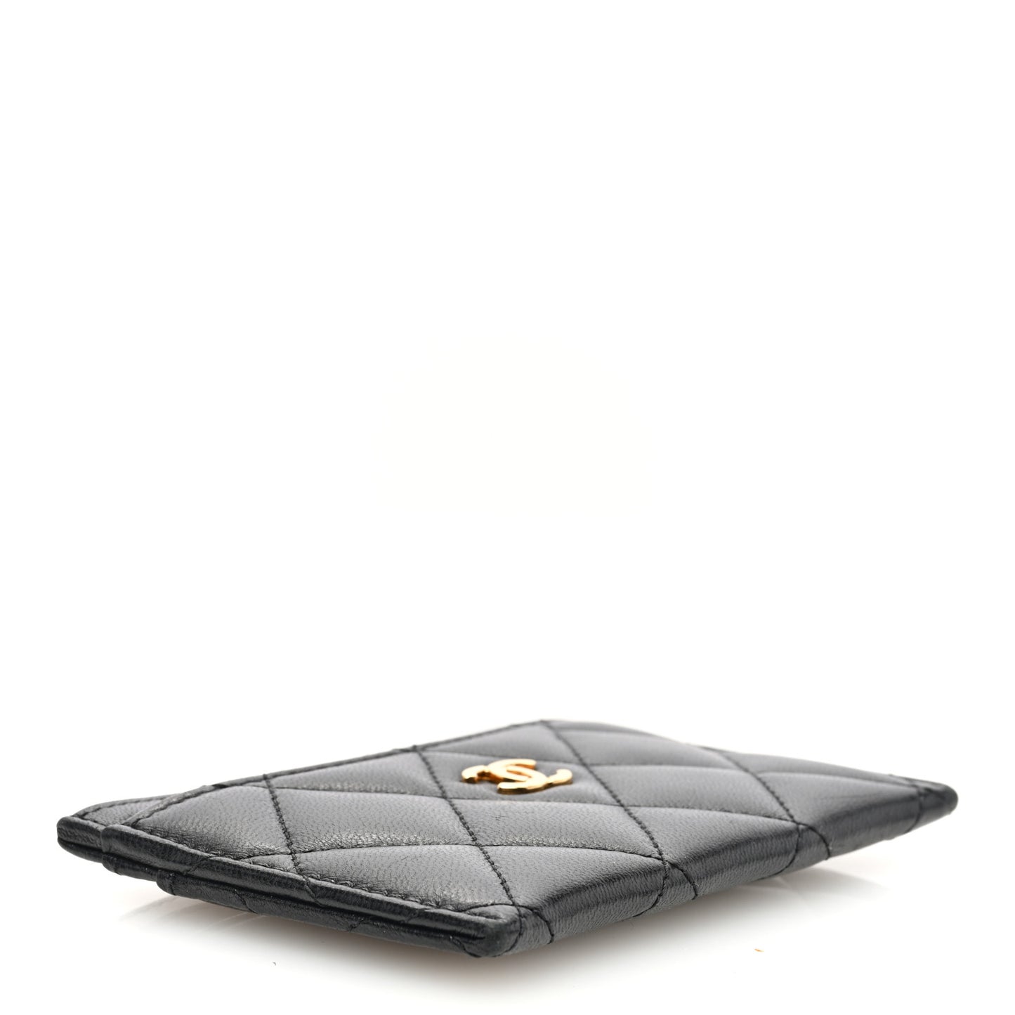 Lambskin Quilted Card Holder Black