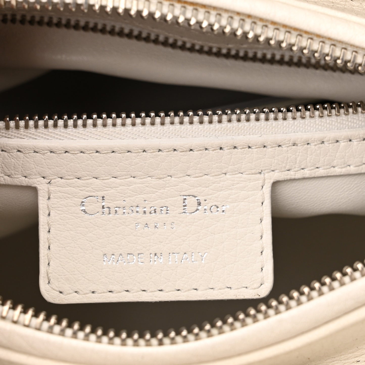 Calfskin Cannage Print Medium Lady Dior White