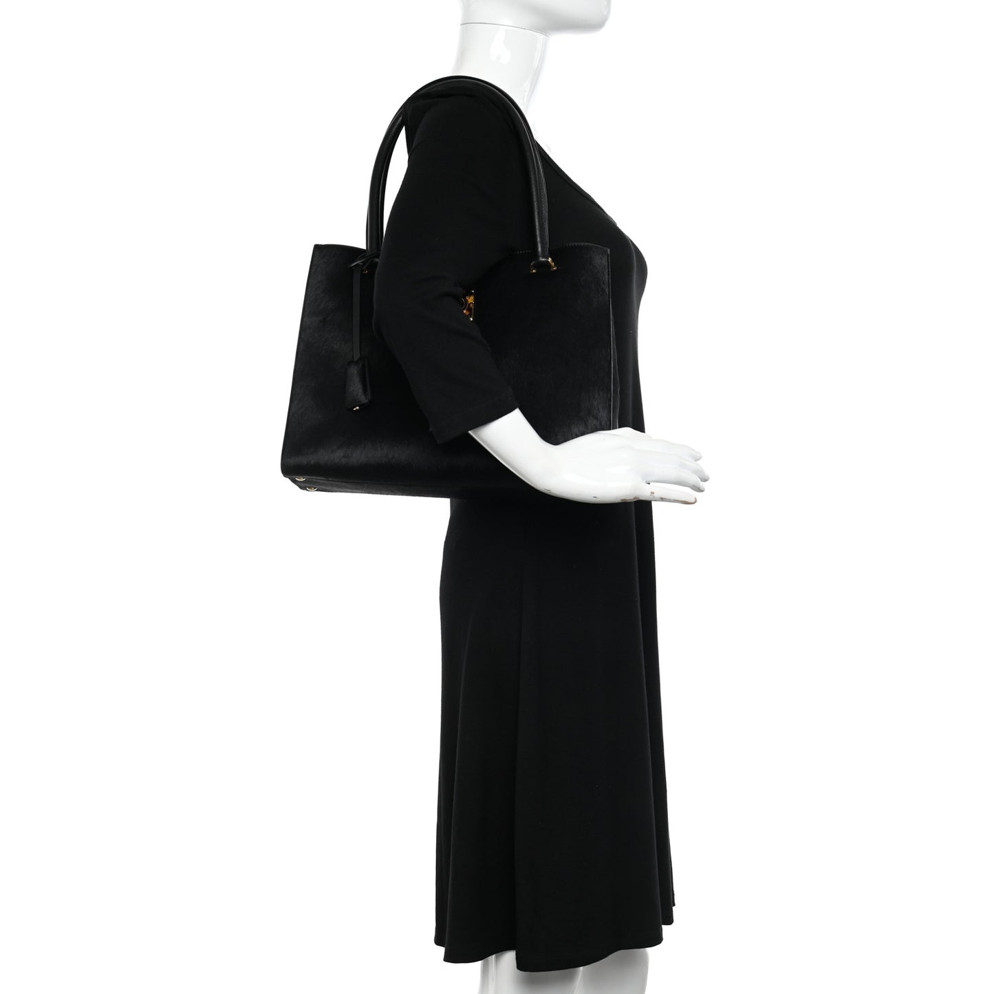 Pony Hair Gancio Lock Tote Black