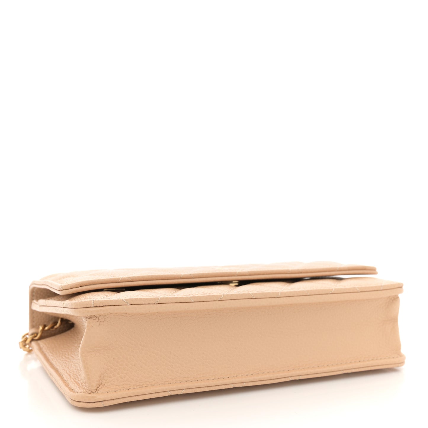 Caviar Quilted Wallet on Chain WOC Beige