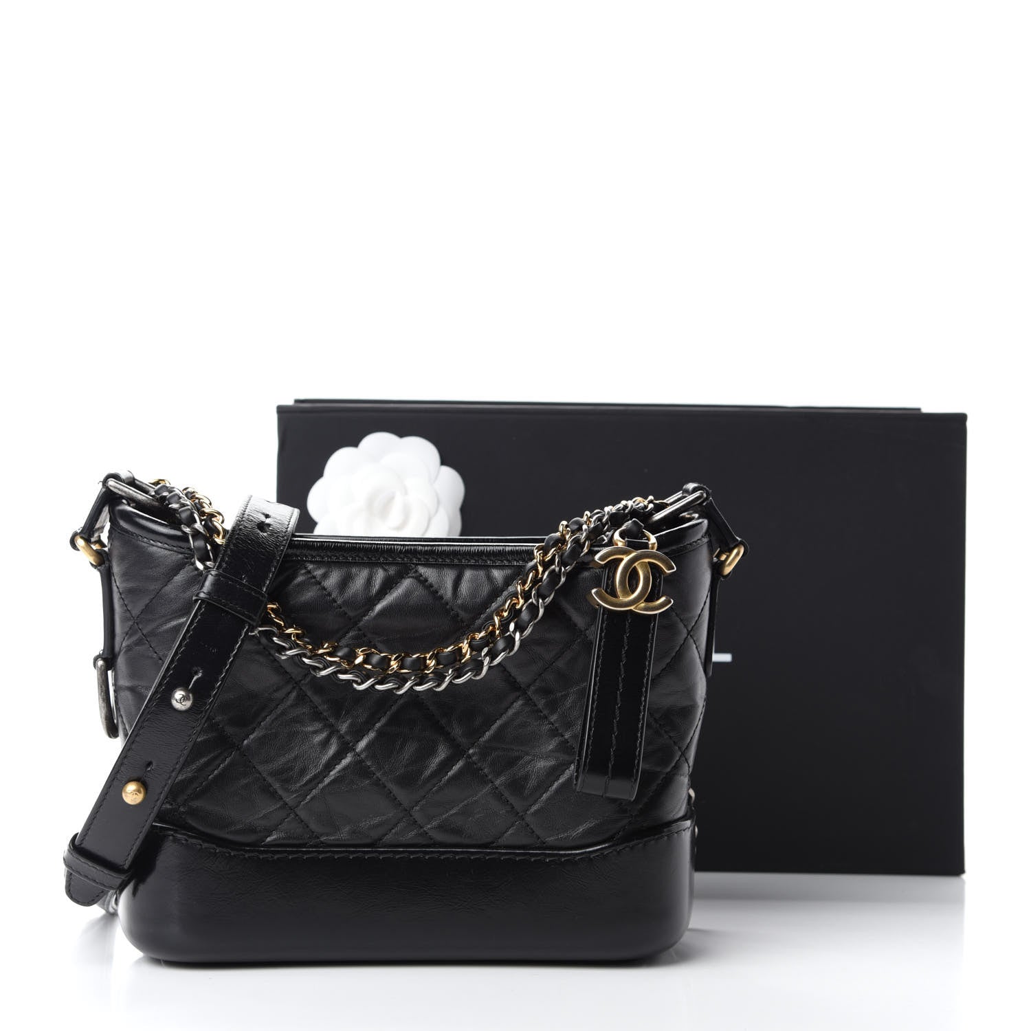 Chanel Aged Calfskin Quilted Small Gabrielle Hobo Black 11 of 11