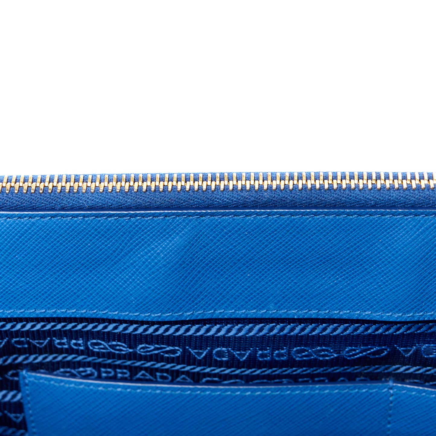 Saffiano Lux Medium Galleria Double Zip Tote Azzurro