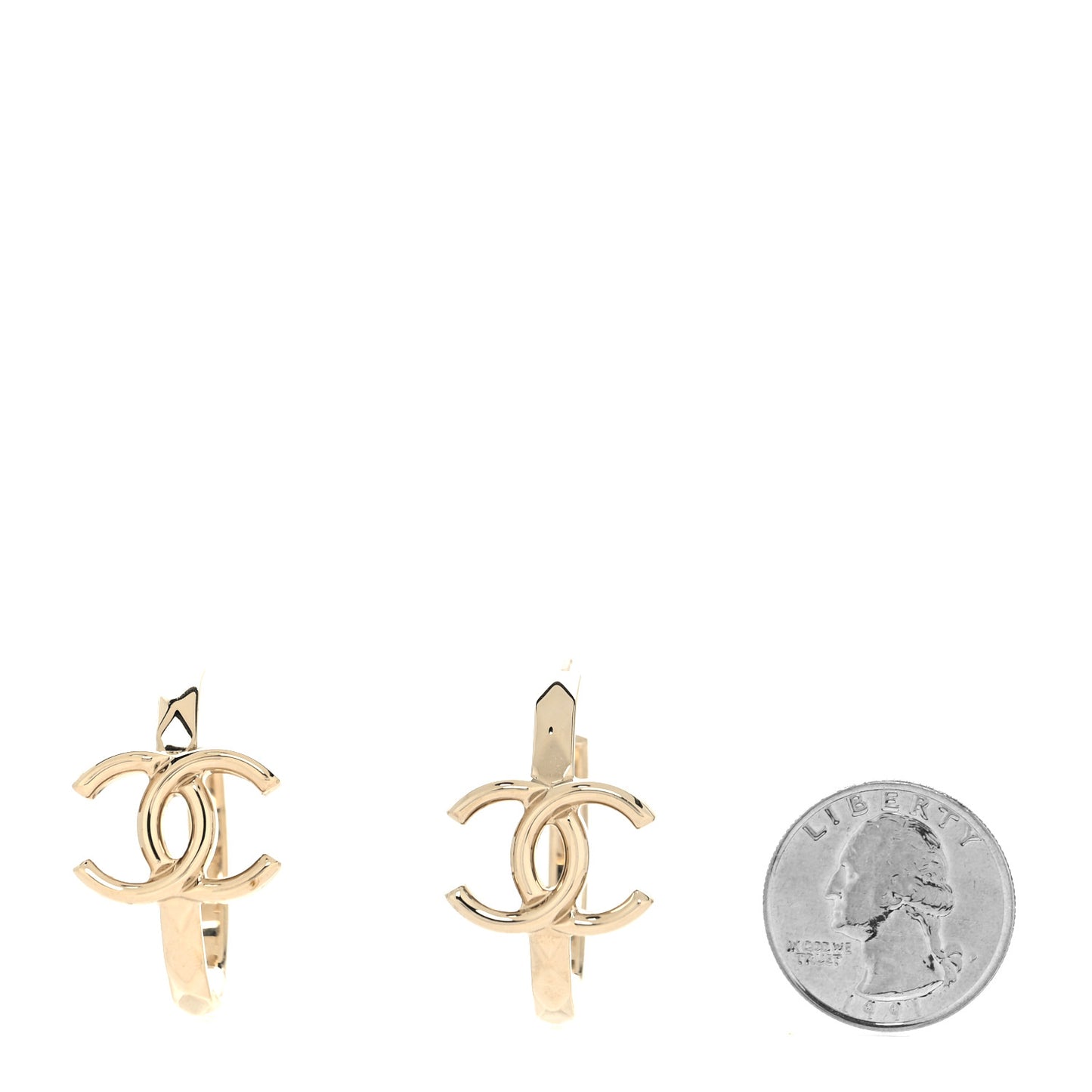 Metal Textured CC Hoop Earrings Gold