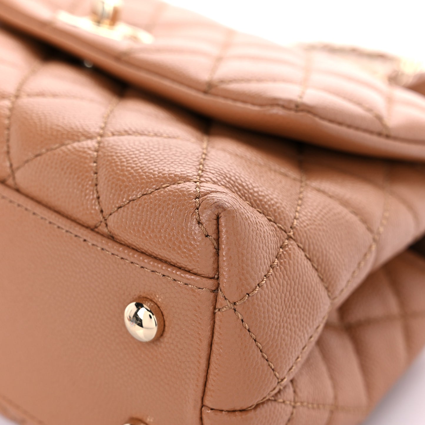 Caviar Quilted Lizard Embossed Mini Coco Handle Flap Brown