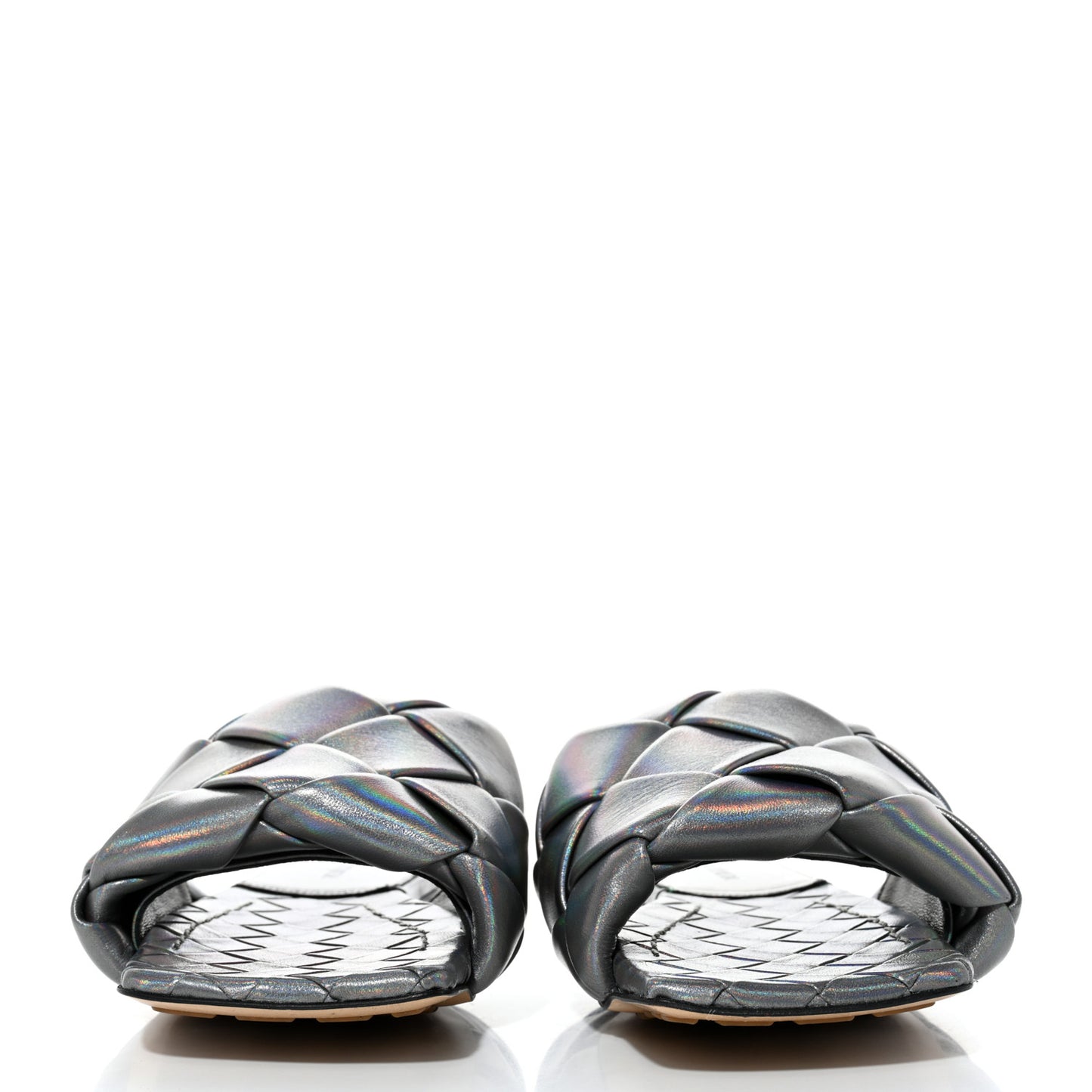 Laser Nappa Maxi Intrecciato Lido Flat Sandals 35 Oyster