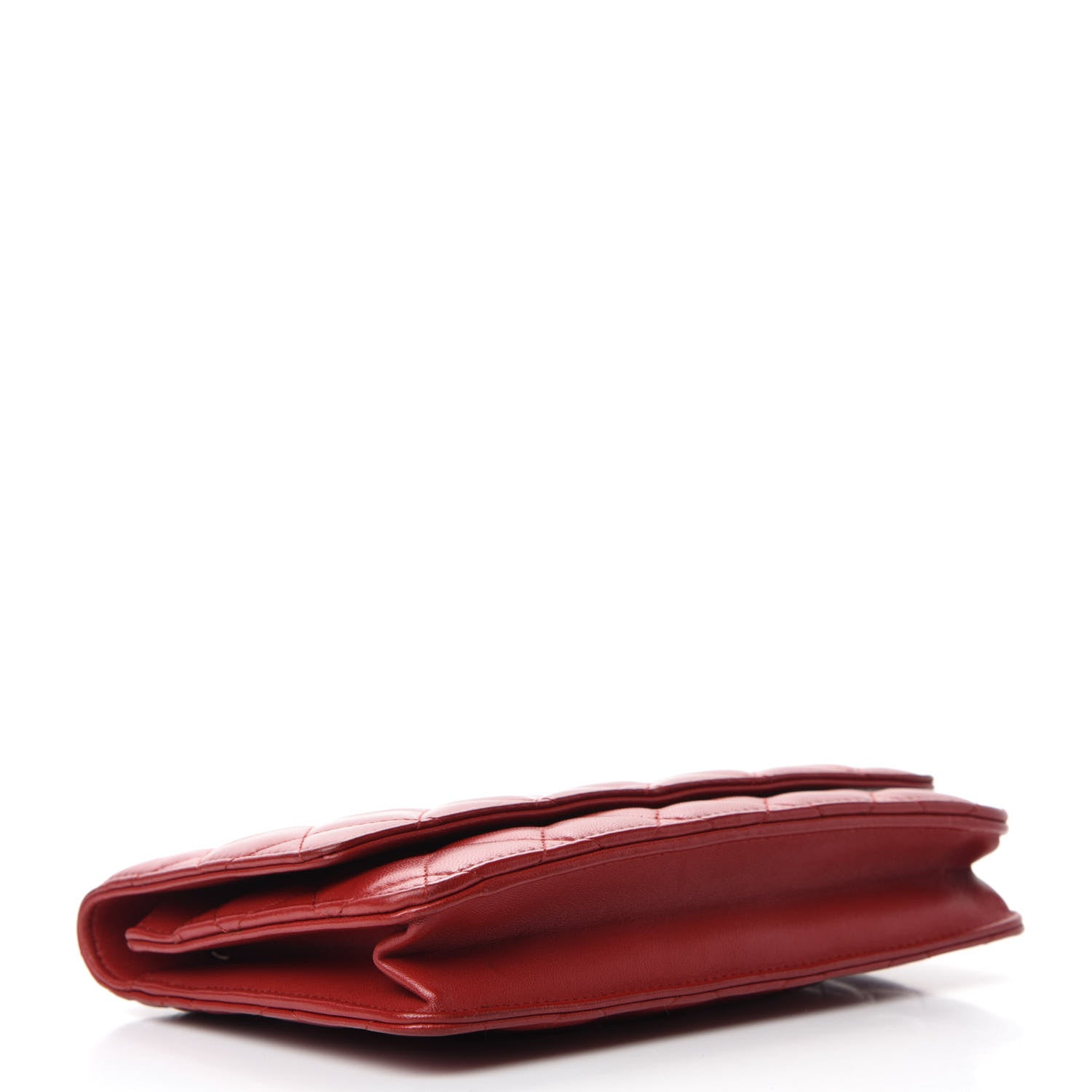 Chanel Lambskin Quilted Wallet on Chain WOC Red 4 of 12