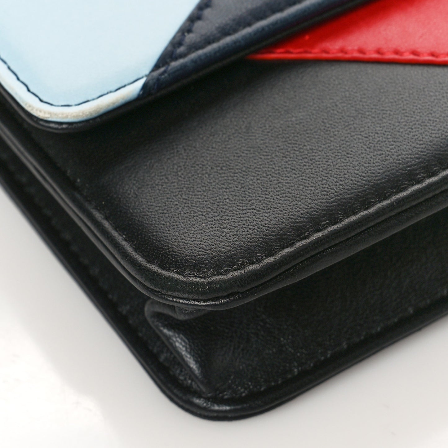 Lambskin Airlines Wallet On Chain WOC Blue Black Red