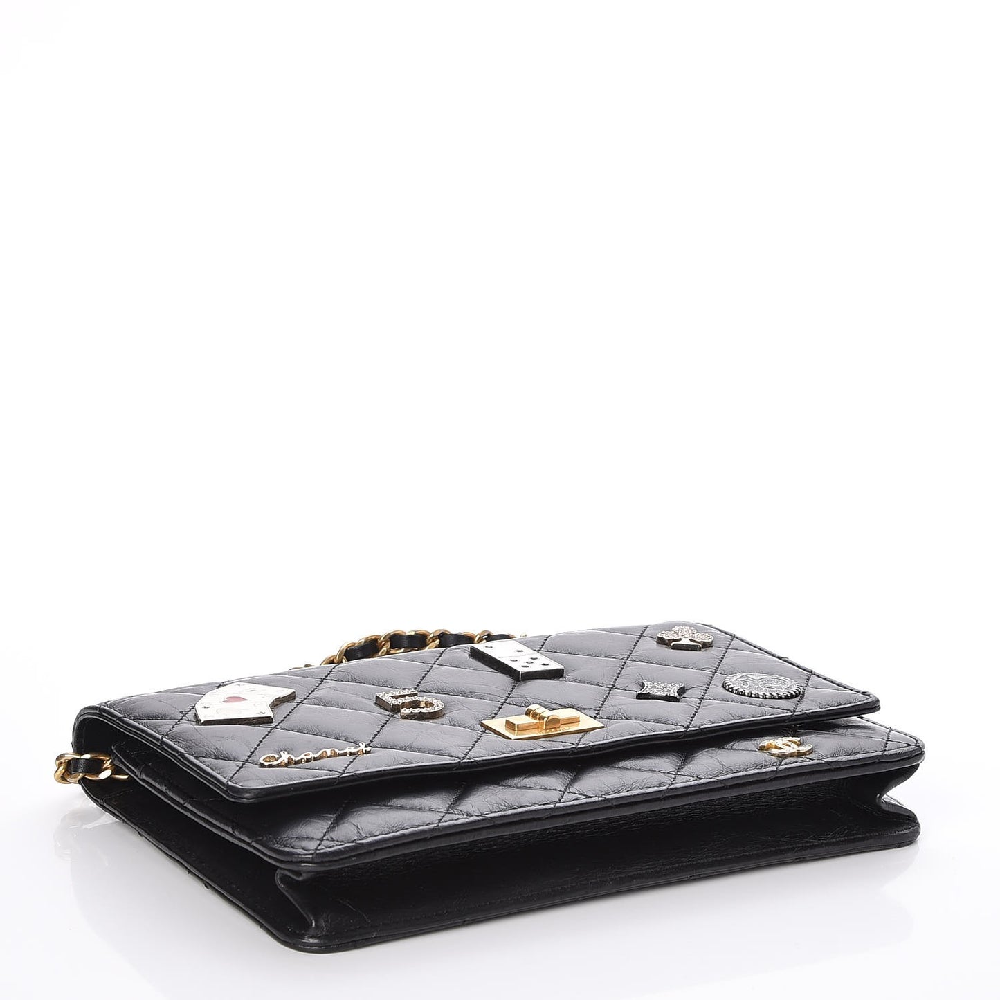 Aged Calfskin Casino 2.55 Reissue Wallet on Chain WOC Black
