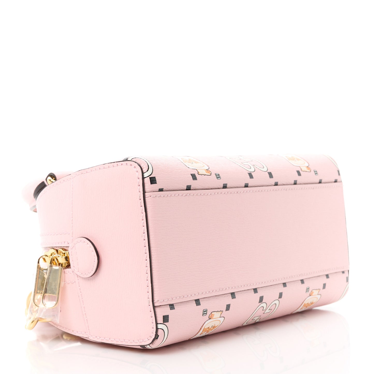 X PIKARAR Textured Dollar Calfskin Animal Print Mini Ophidia Top Handle Bowler Bag Pink Multicolor