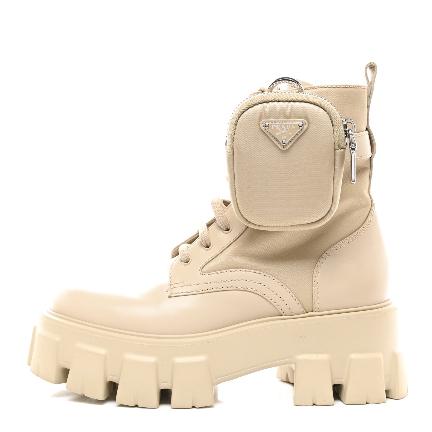 Spazzolato Rois Re-Nylon Metal Triangle Logo Monolith Pouch Pocket 55mm Boots 36 Deserto