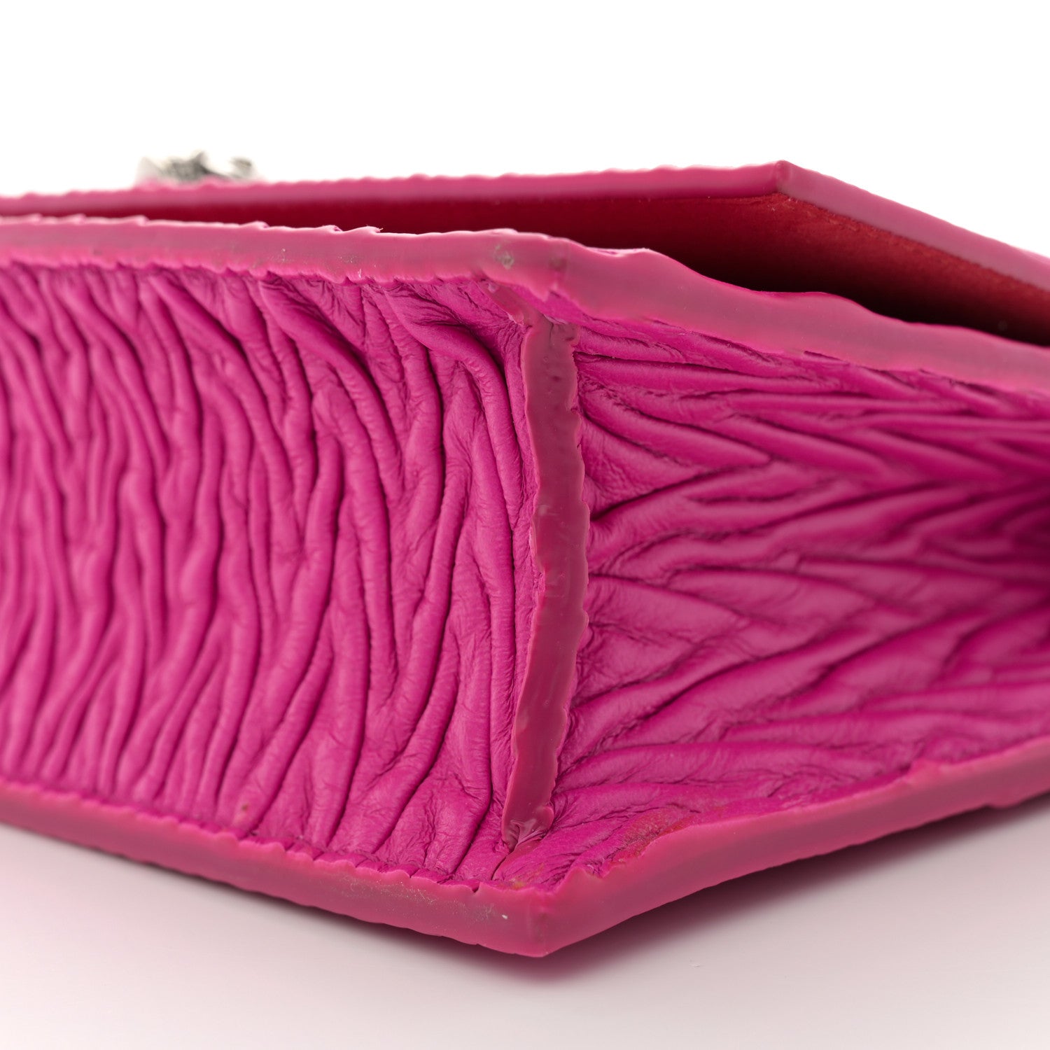 Alexander McQueen Lambskin Pleated Skull Medium Chain Crossbody Bag Fuchsia 10 of 13