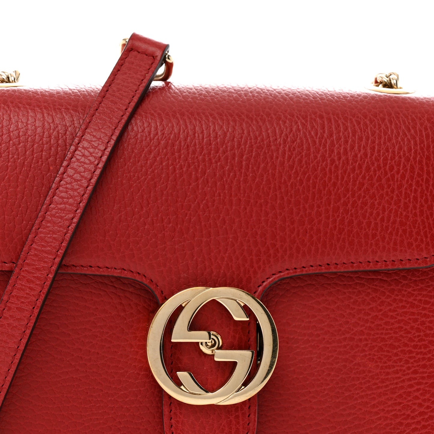 Dollar Calfskin Small Interlocking G Shoulder Bag Red