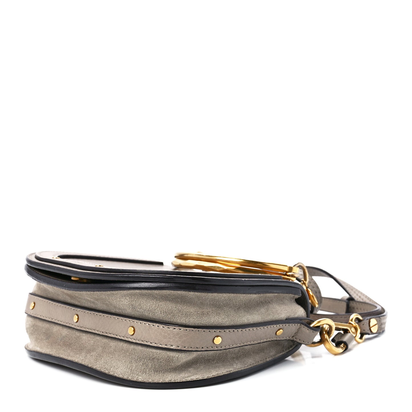 Calfskin Suede Small Nile Bracelet Bag Motty Grey