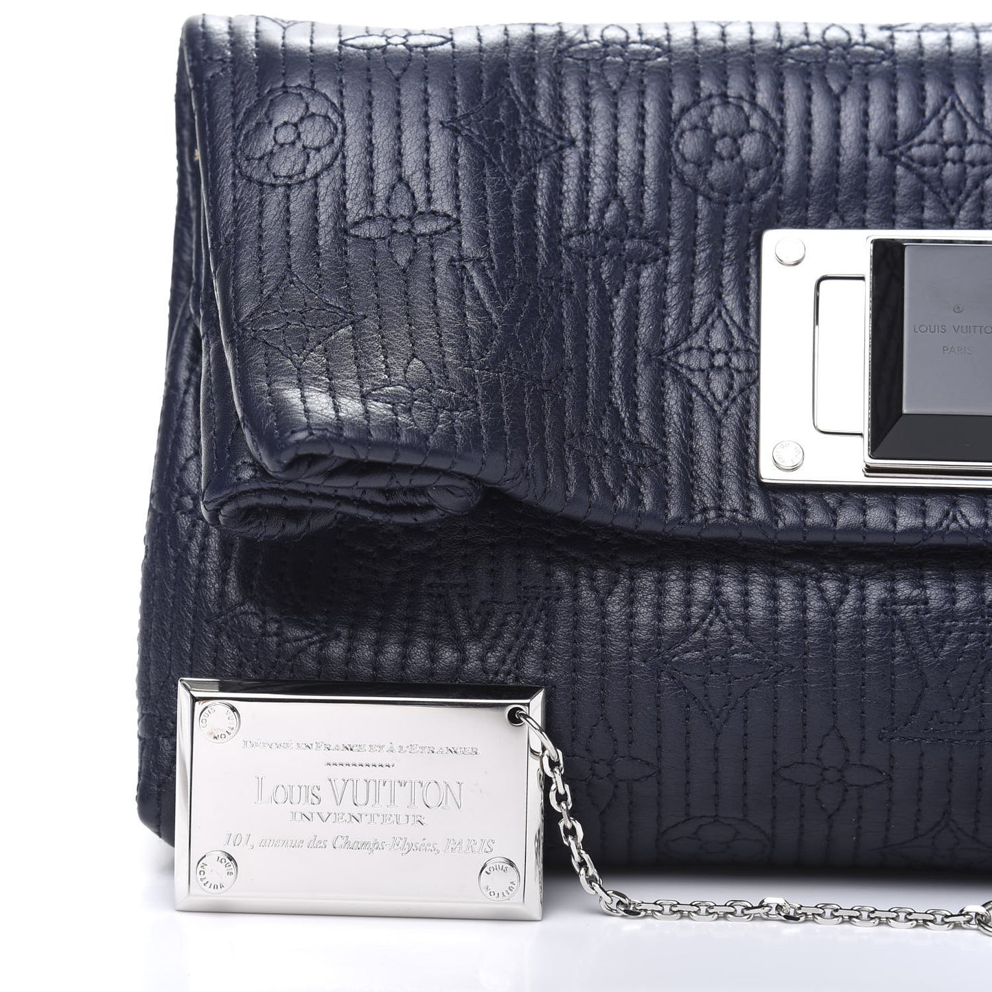 Calfskin Quilted Monogram Altair Clutch Navy