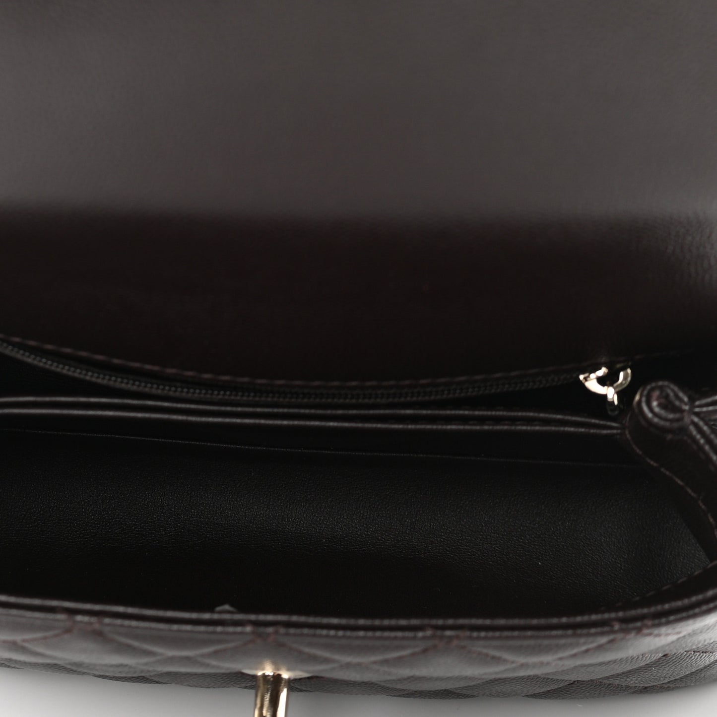 Caviar Quilted Mini Coco Handle Flap Dark Brown