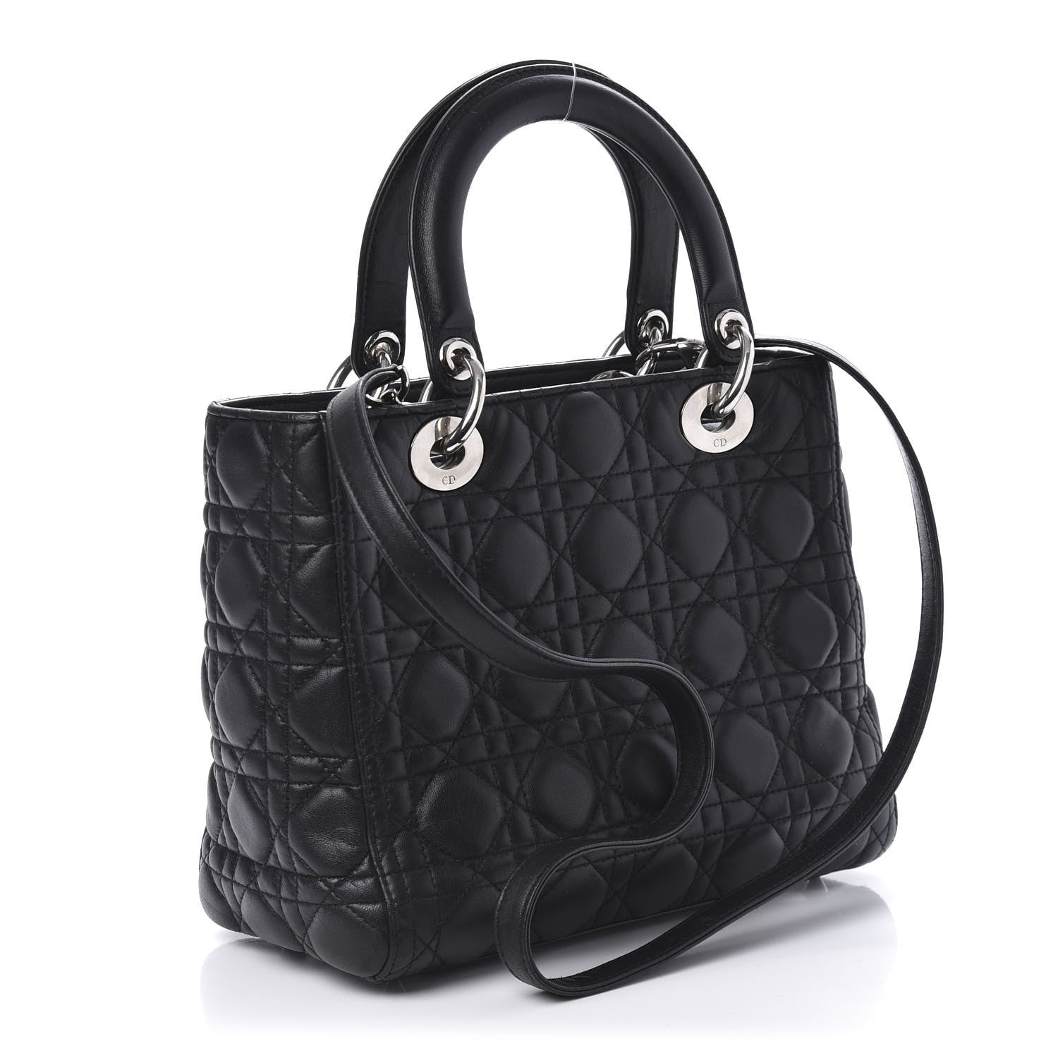 Christian Dior Lambskin Cannage Medium Lady Dior Black 3 of 10