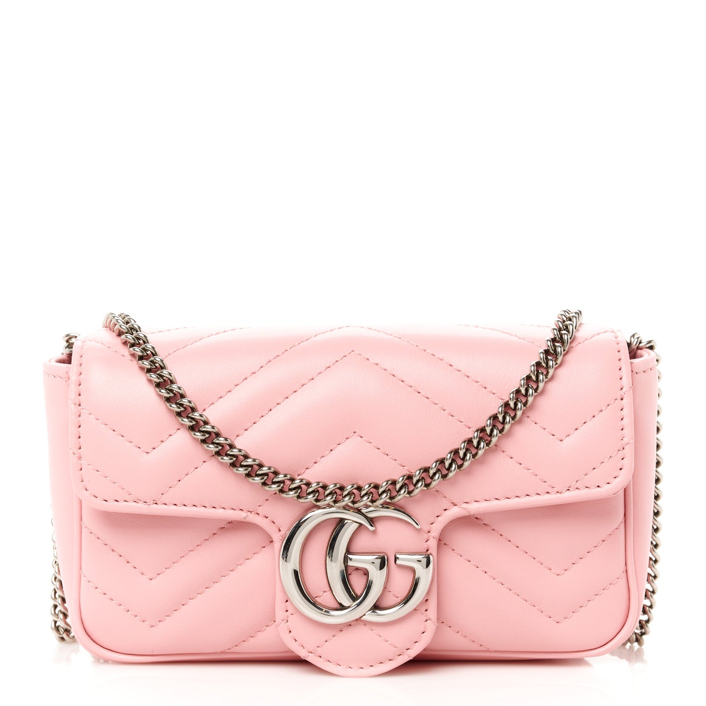 Calfskin Matelasse Super Mini GG Marmont Shoulder Bag Wild Rose
