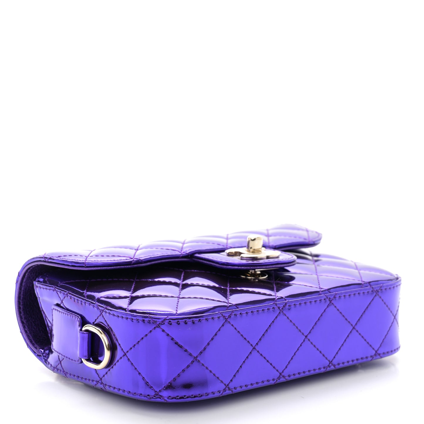 Mirror Calfskin Metallic Calfskin Quilted Hollywood Boulevard Mini Flap With Star Coin Purse Purple