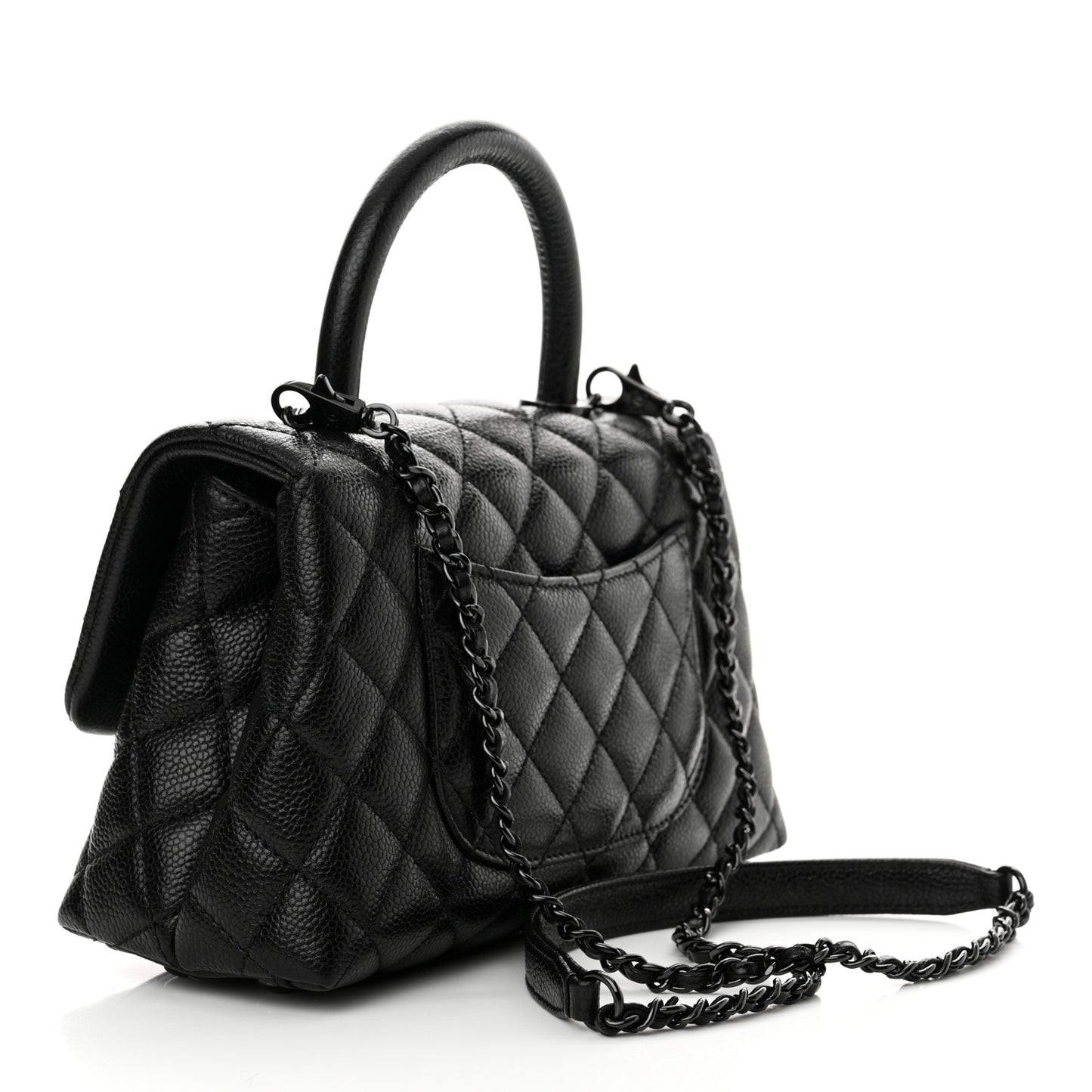 Caviar Quilted Mini Coco Handle Flap So Black