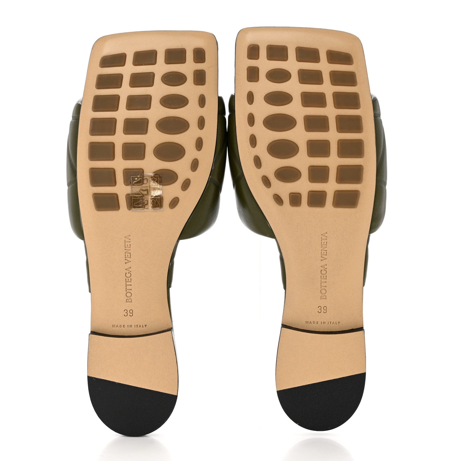 Bottega Veneta Nappa Quilted Rubber Lido Flat Sandals 39 Khaki 5 of 7