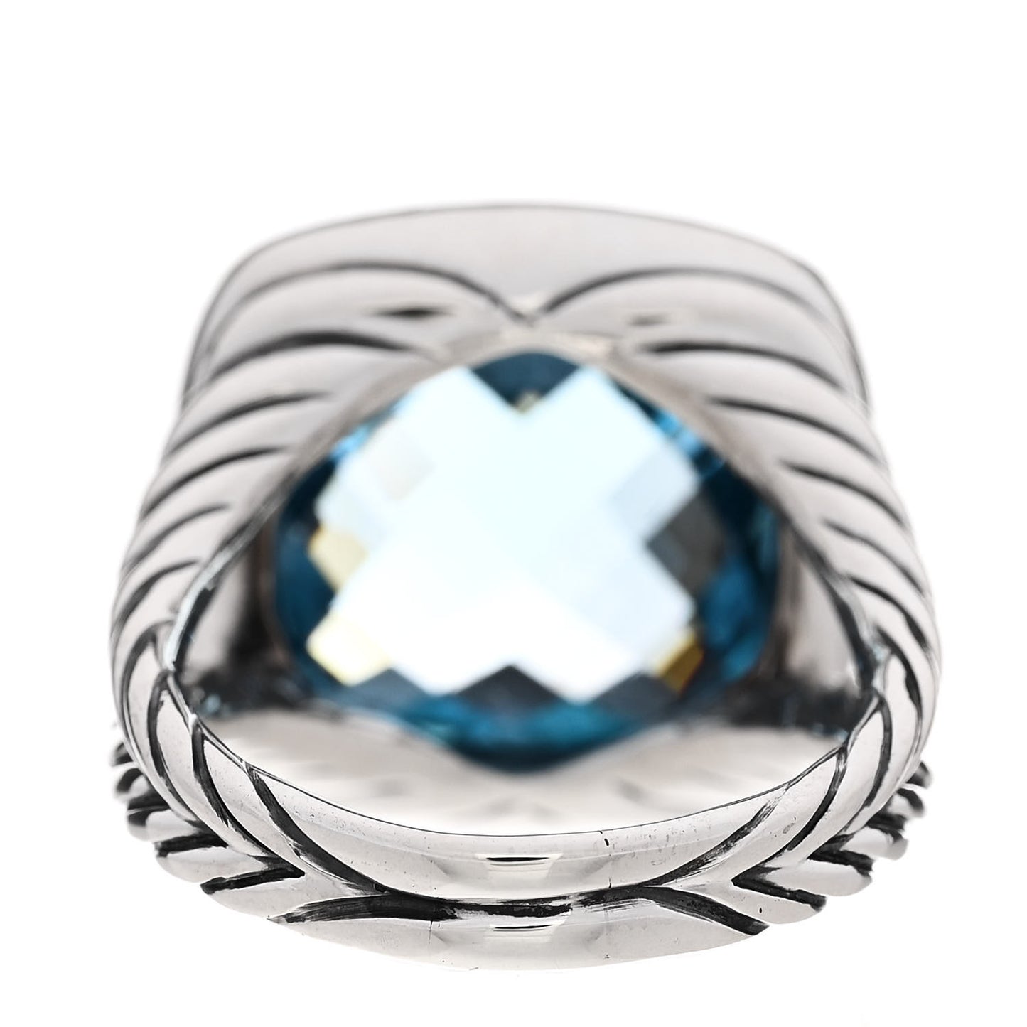 Sterling Silver Diamond Blue Topaz 17mm Albion Ring 61 9.5