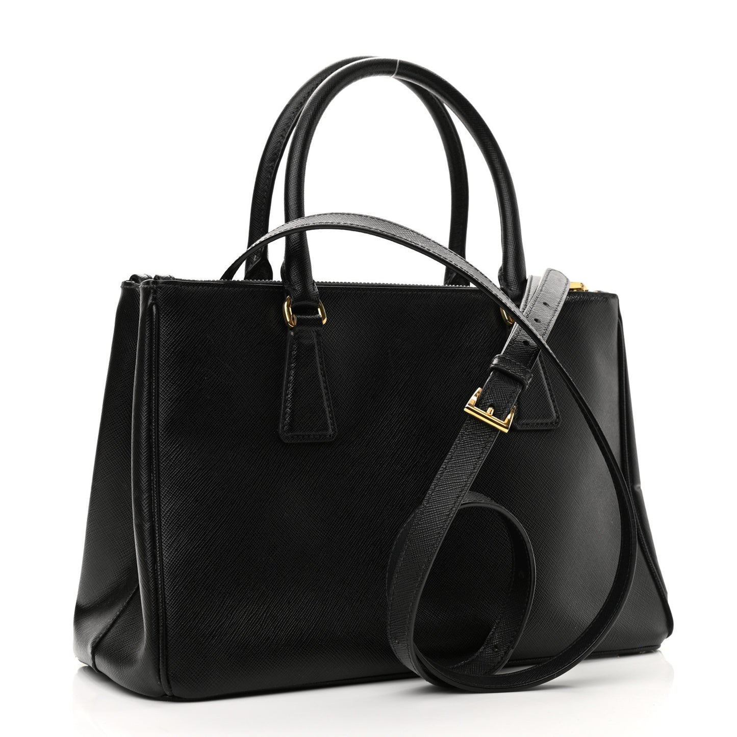 Saffiano Small Galleria Double Zip Tote Black