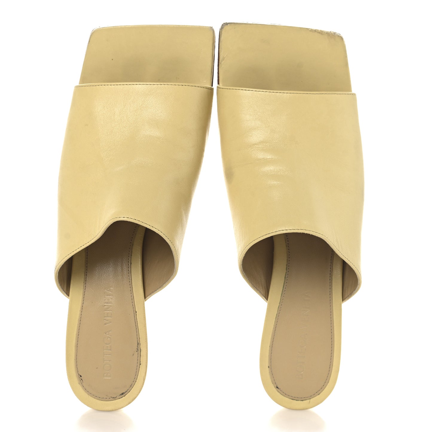 Lambskin Stretch Mule Sandals 37 Moon Beam