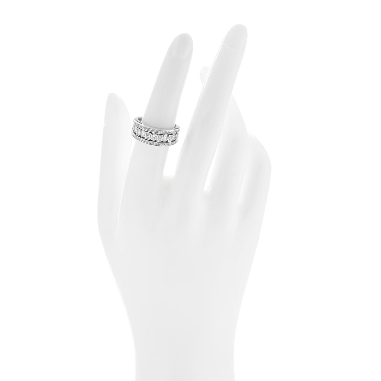 18K White Gold Diamond Belle Epoque Band Ring 53 6.25