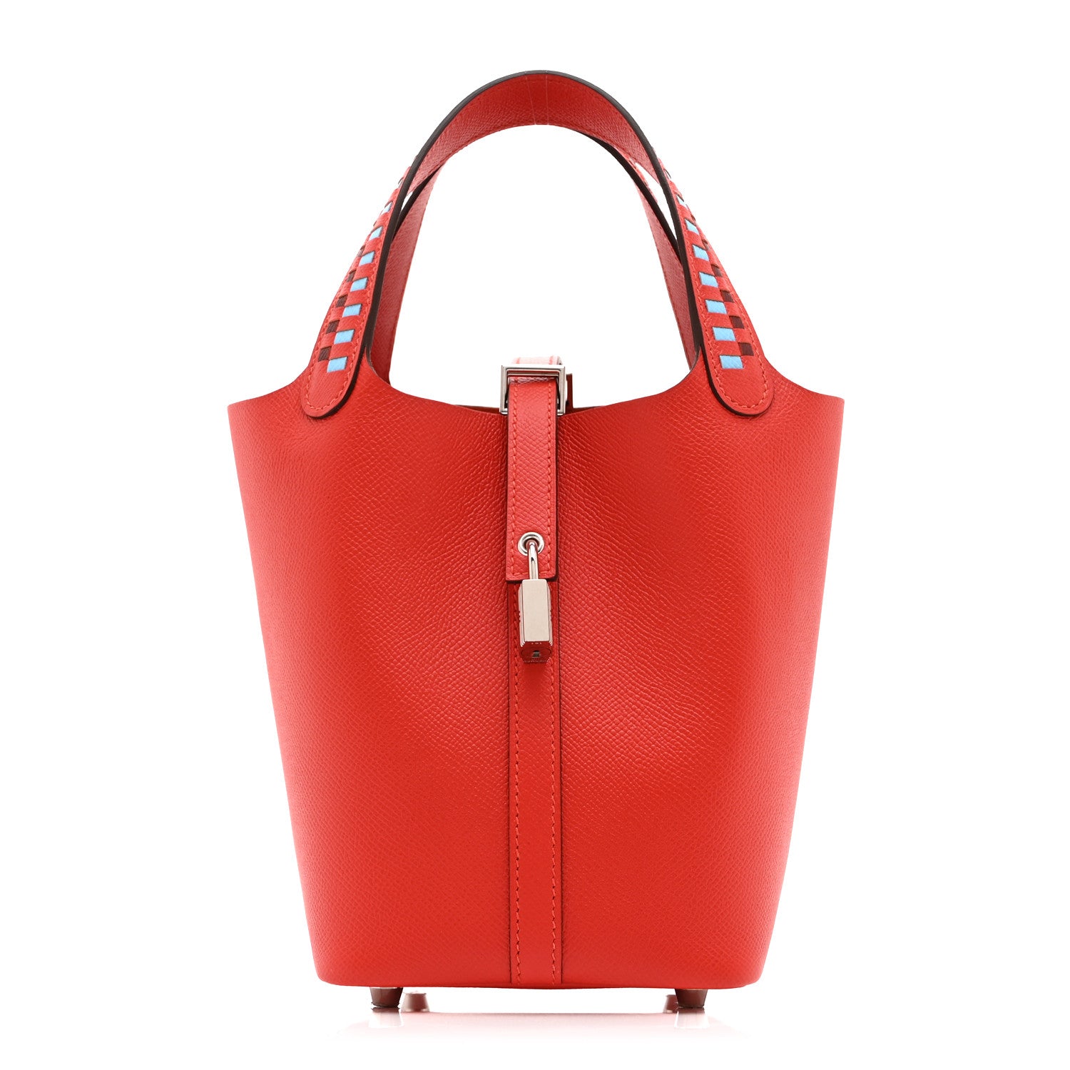 Hermes Epsom Tressage De Cuir Picotin Lock 18 PM Capucine Celeste