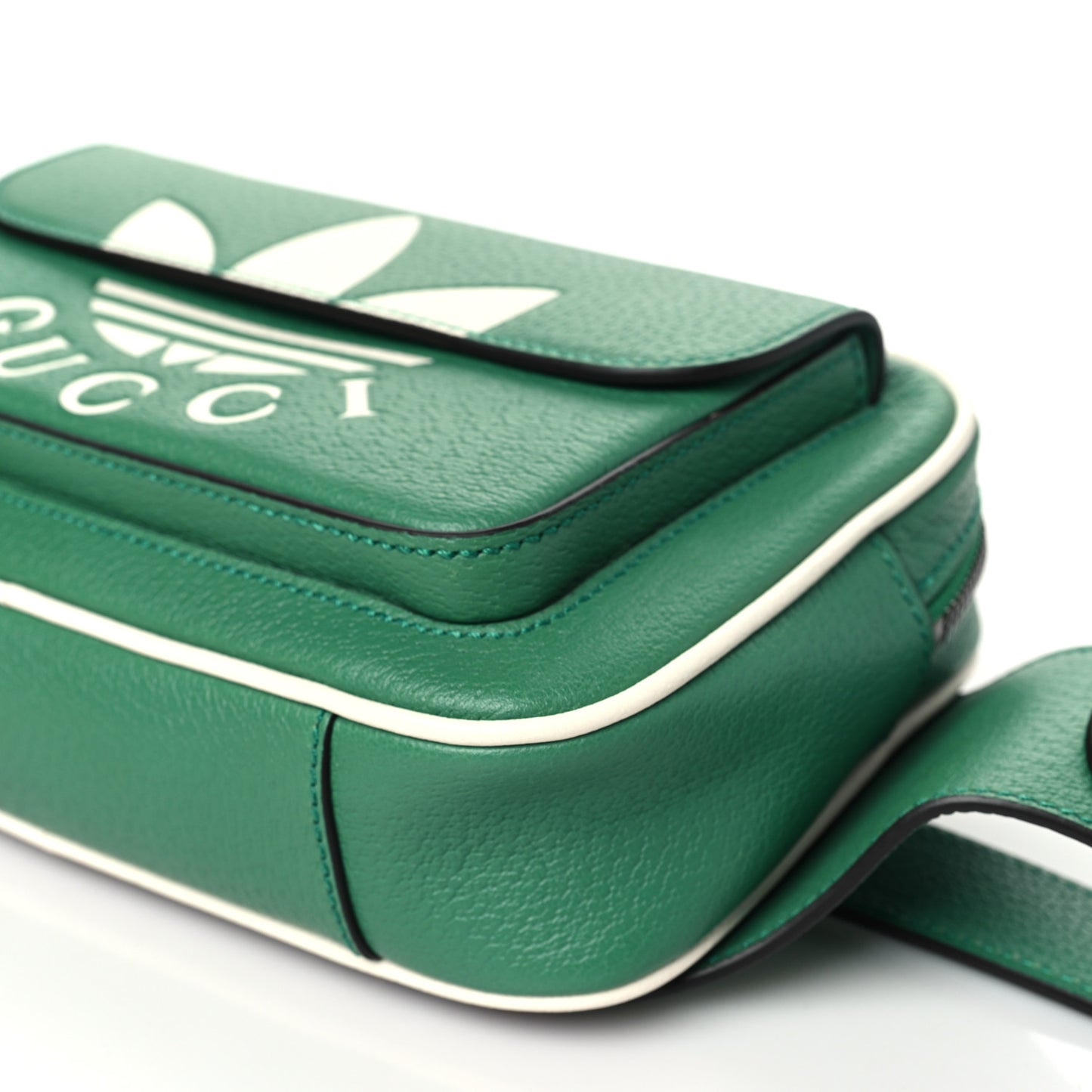X ADIDAS Textured Dollar Calfskin Belt Bag Green