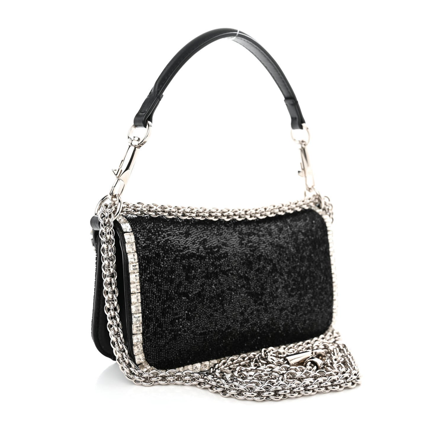 Swarovski Crystal Embroidered Vlogo Small Loco Shoulder Bag Crystal Black