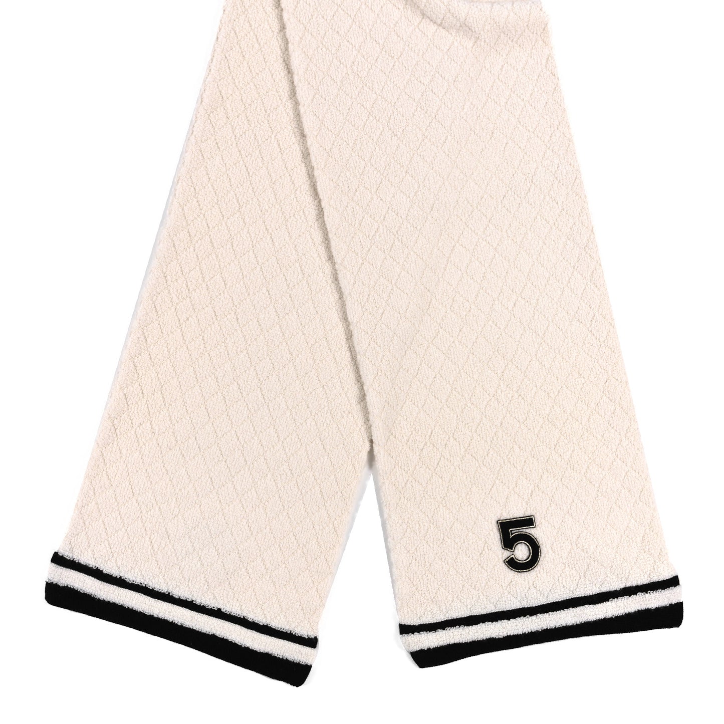 Cashmere Blend Knit CC Scarf White Black