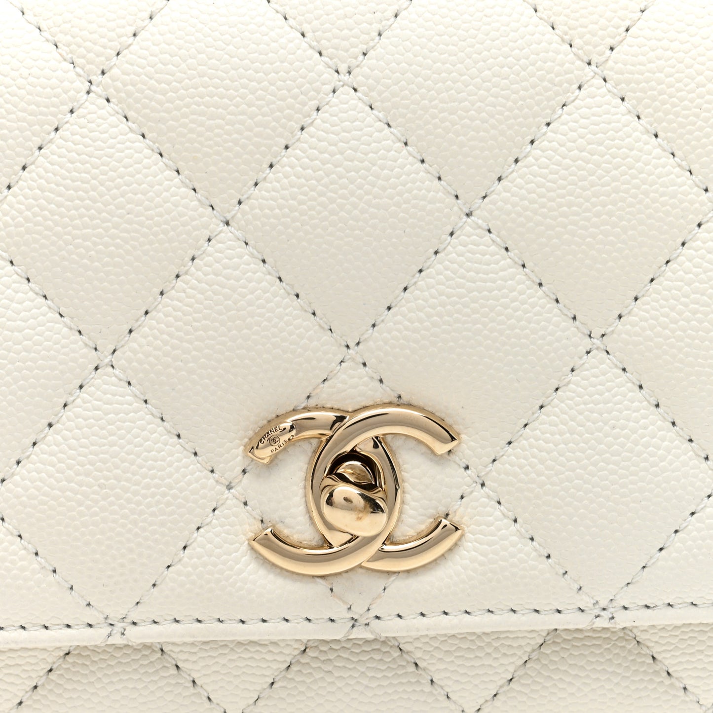 Caviar Quilted Extra Mini Coco Handle Flap White