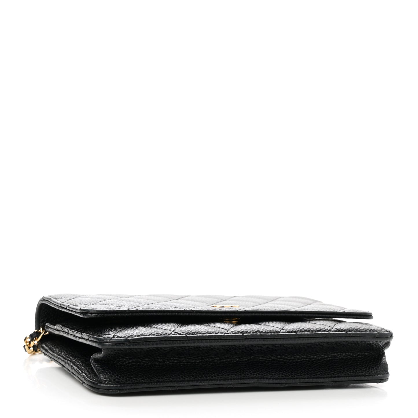 Caviar Quilted Wallet on Chain WOC Black