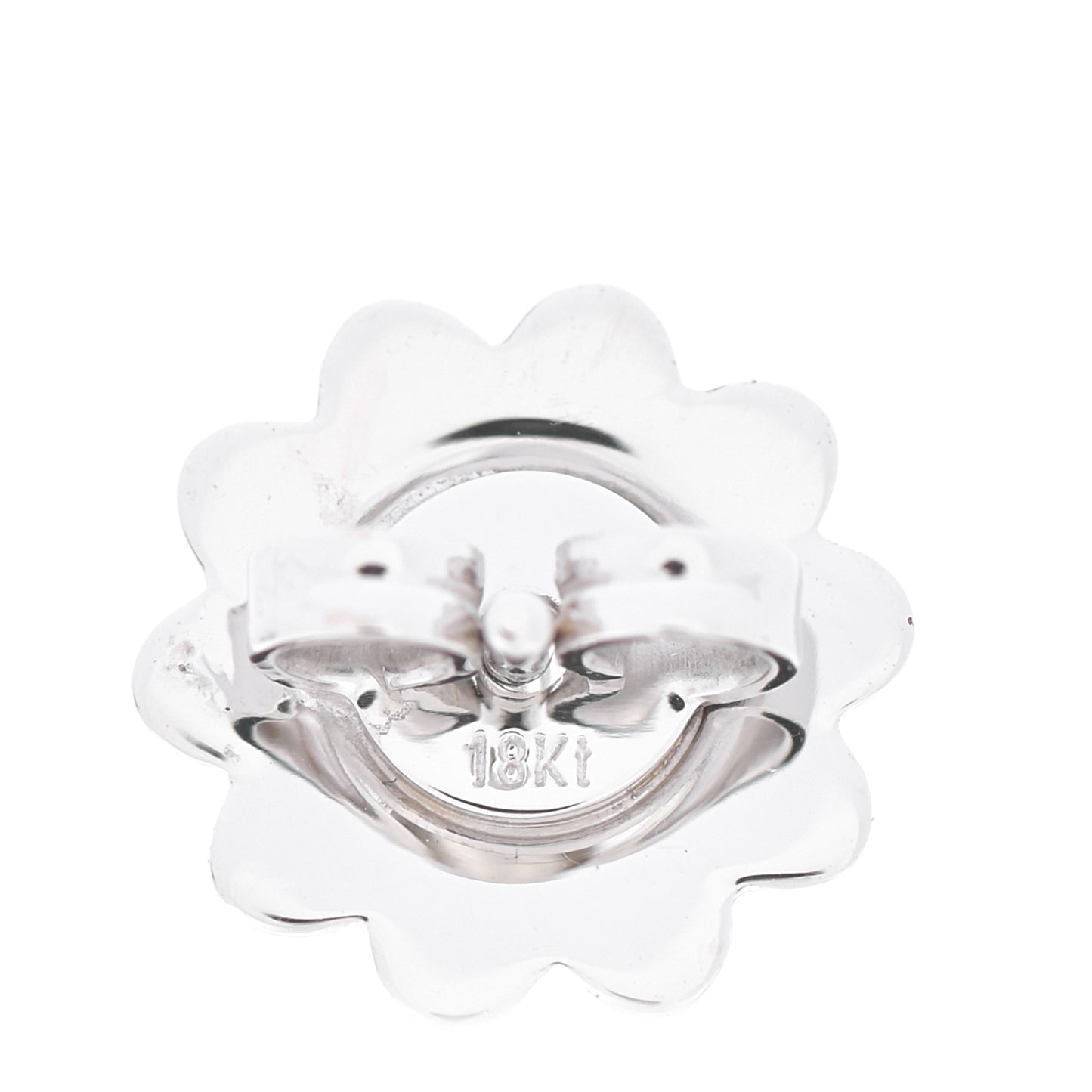 18K White Gold Diamond Pave 8mm Princess Flower Small Stud Earrings