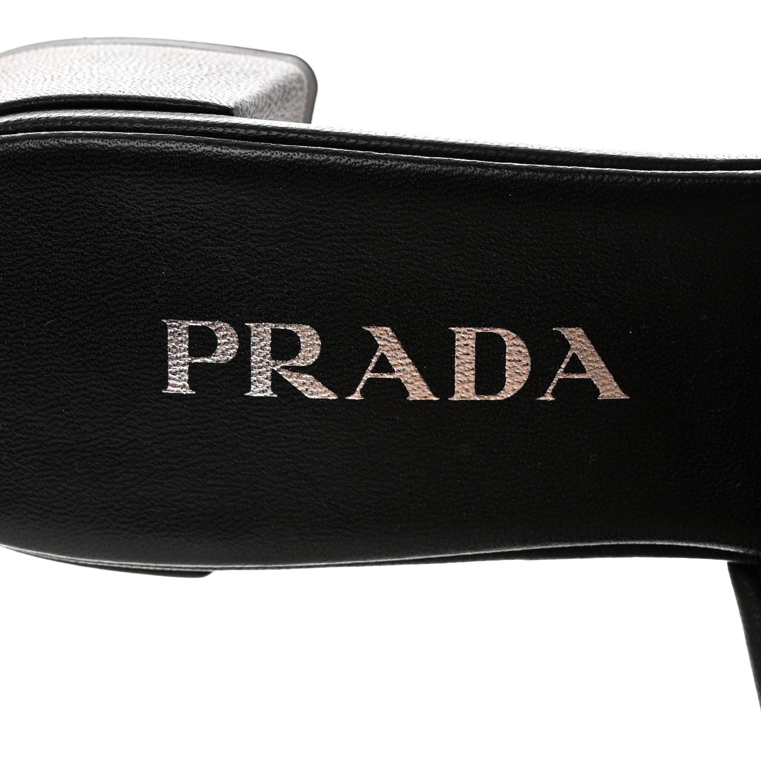 Prada Nappa Metal Triangle Logo Quilted Block Heel Slide Sandals 36 Black 6 of 7