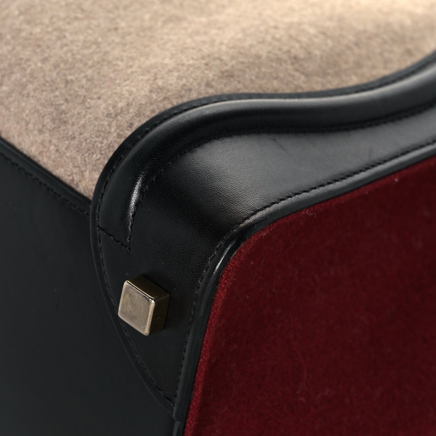 Felt Smooth Calfskin Micro Tri-Color Luggage Brown Black