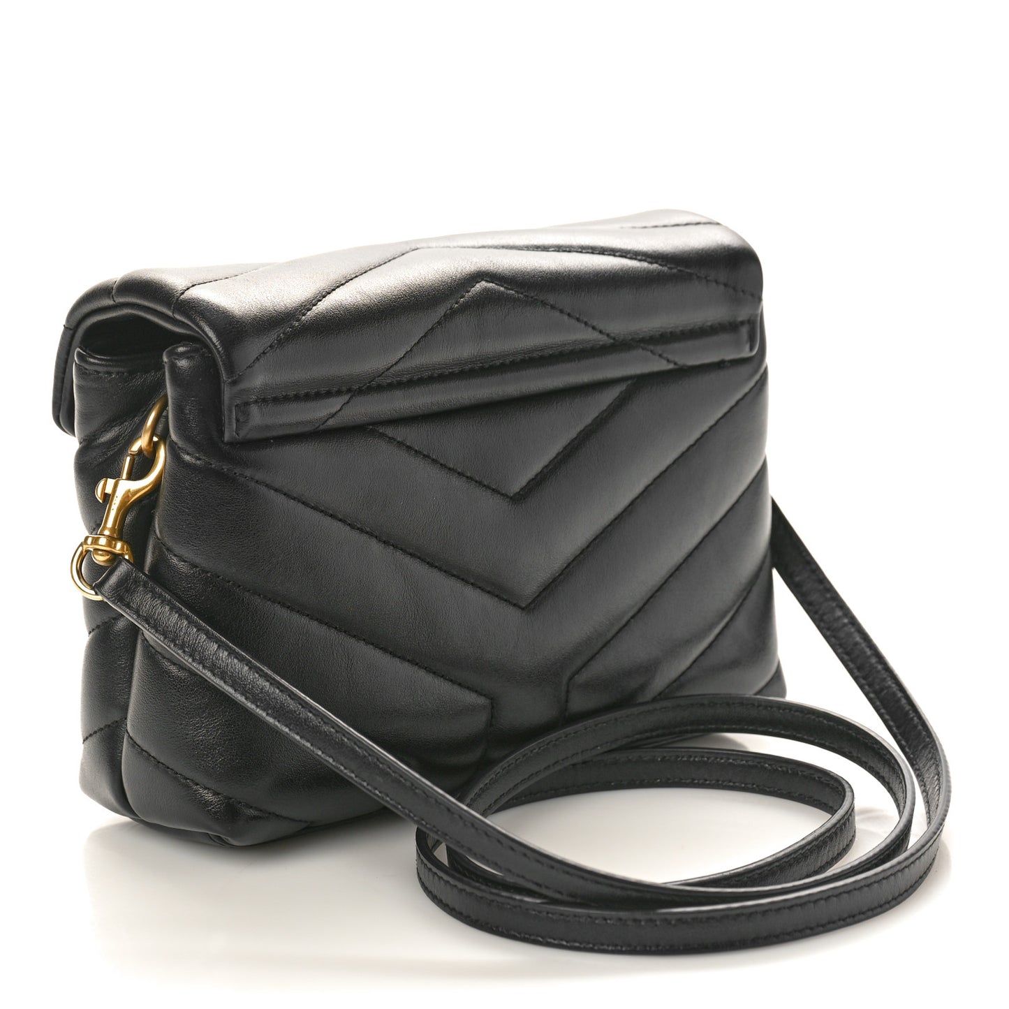 Calfskin Y Quilted Monogram Toy Loulou Crossbody Bag Black
