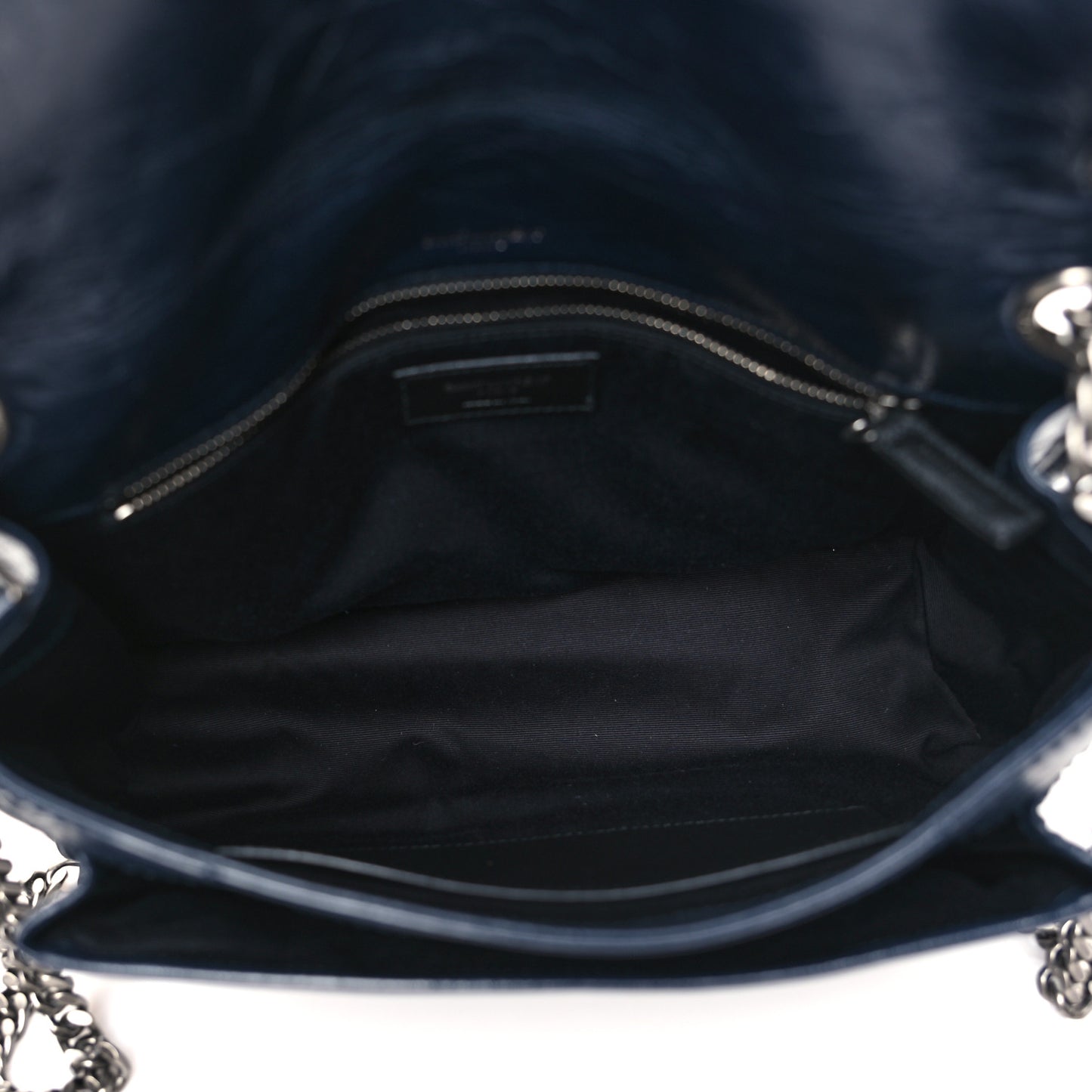 Crinkled Calfskin Matelasse Monogram Medium Niki Chain Satchel Deep Marine