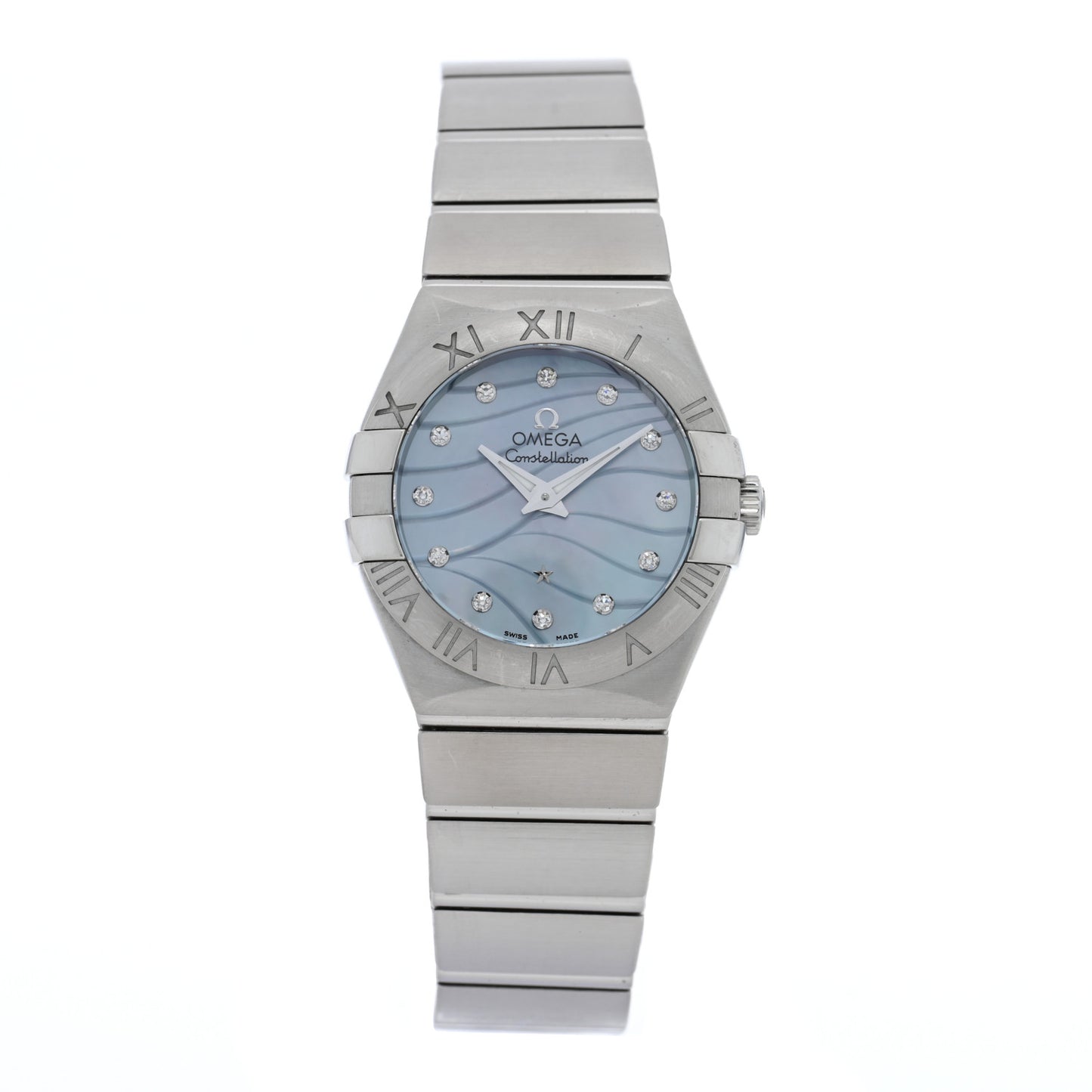 Stainless Steel Diamond Blue Mother of Pearl 27mm Constellation Quartz Watch 123.10.27.60.57.001