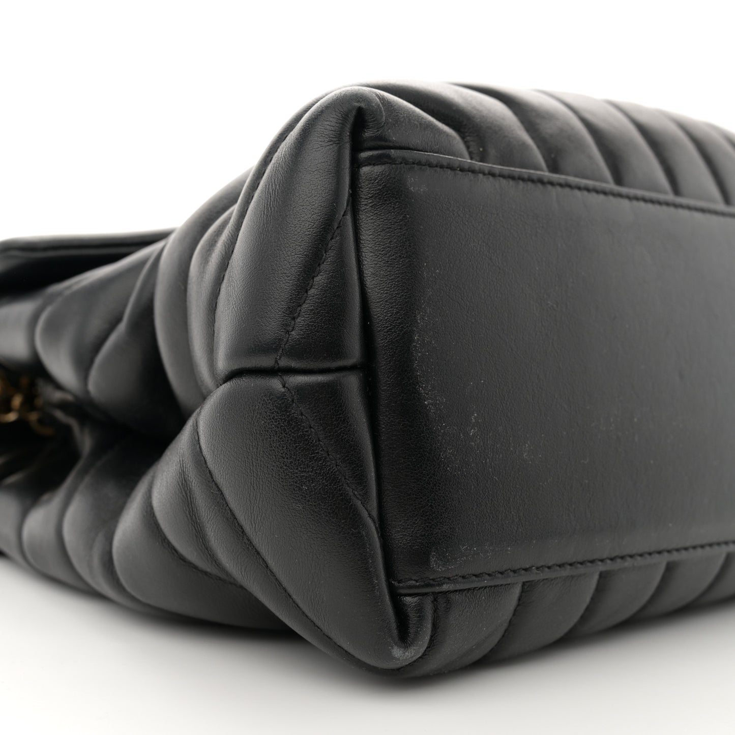 Calfskin Y Quilted Monogram Medium Loulou Chain Satchel Black