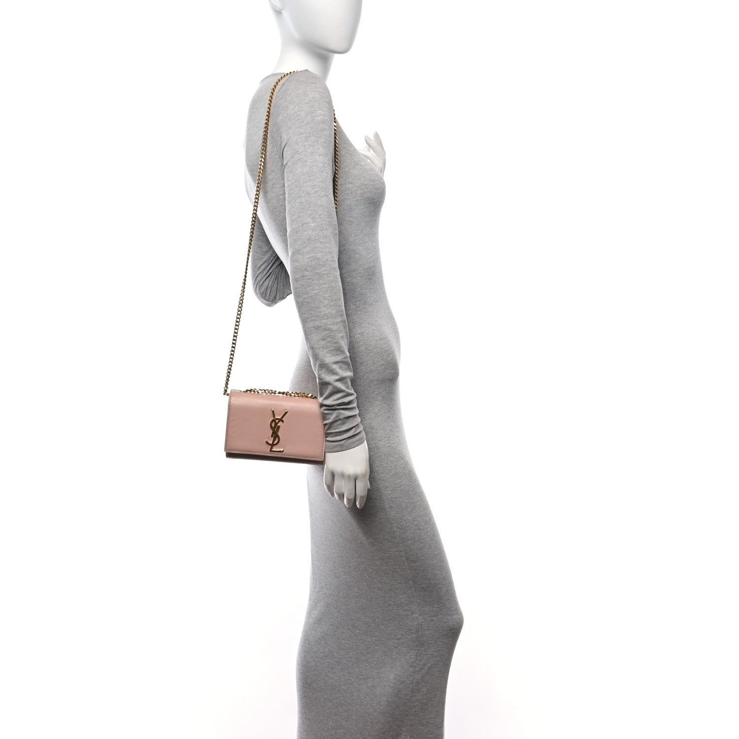 Saint Laurent Grain De Poudre Small Monogram Kate Satchel Pale Blush 2 of 19