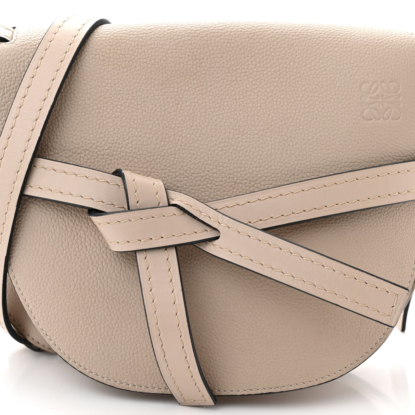 Grained Calfskin Small Gate Crossbody Bag Light Oat