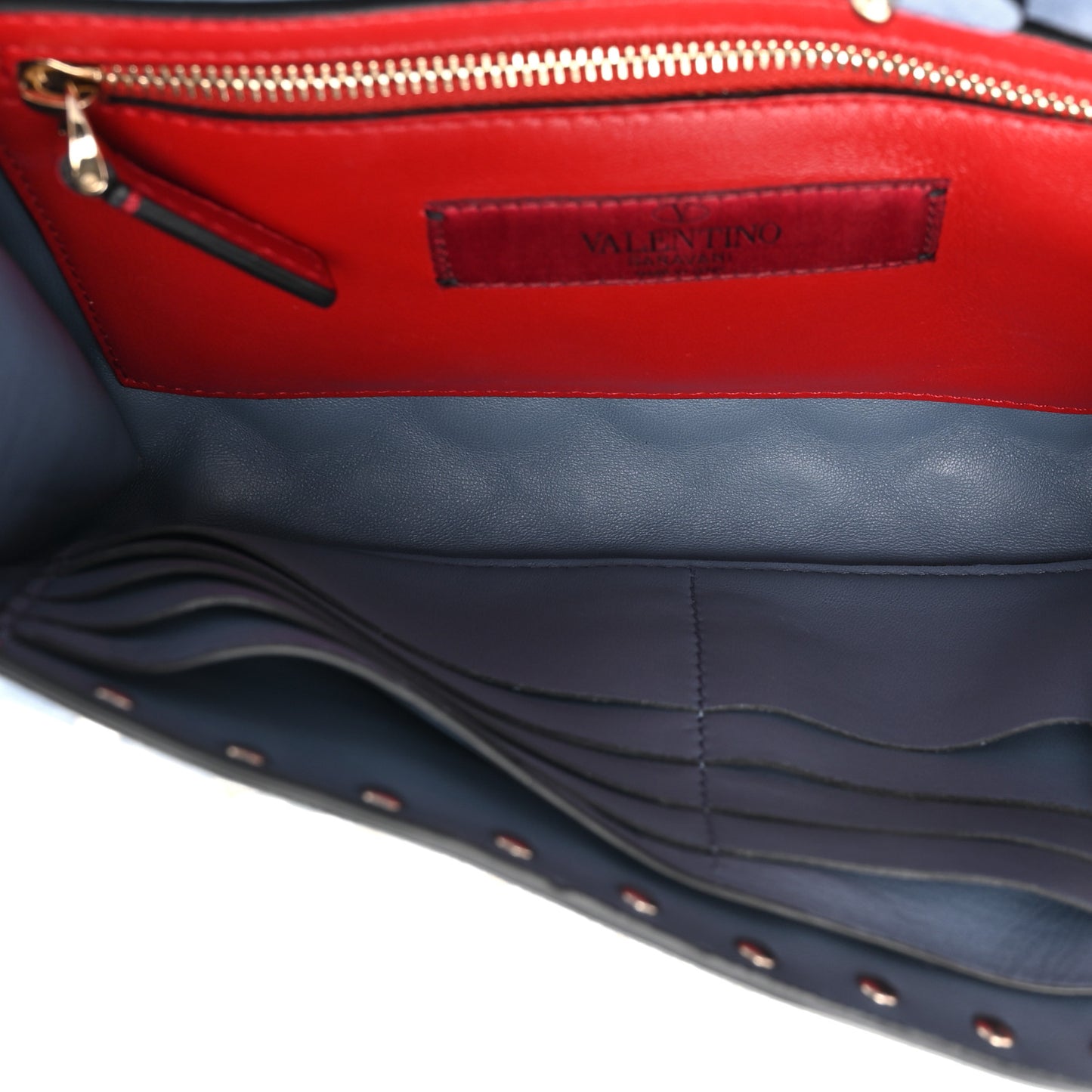 Suede Rockstud Spike Wallet on Chain Bright Blue