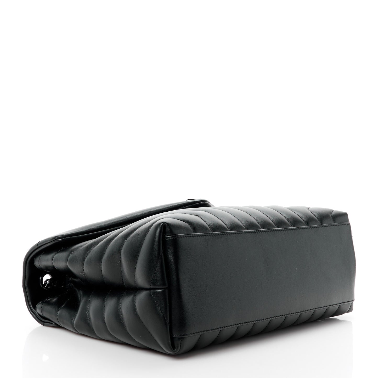 Calfskin Y Quilted Monogram Monochrome Medium Loulou Chain Satchel Black