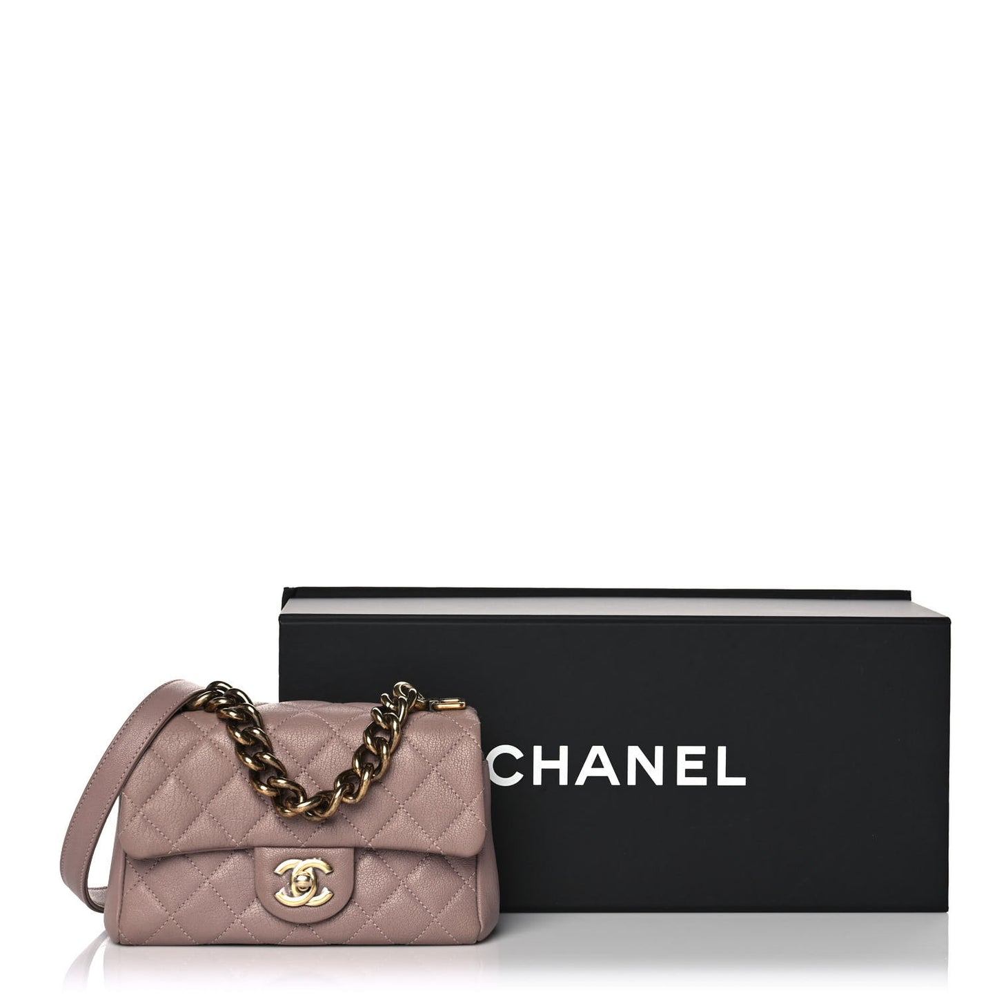 Shiny Sheepskin Quilted Mini Trapezio Flap Pink