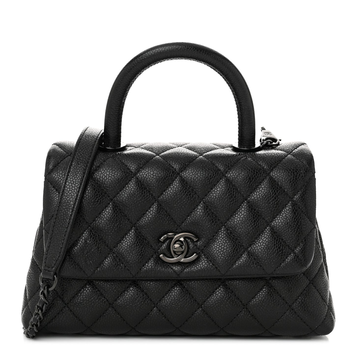 Caviar Quilted Mini Coco Handle Flap So Black