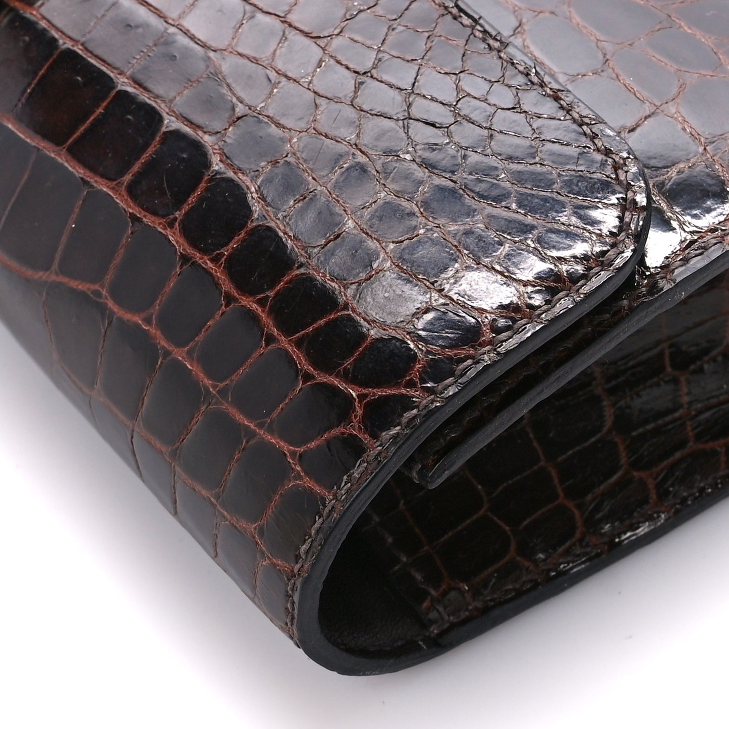 Shiny Niloticus Crocodile Egee Clutch Bordeaux